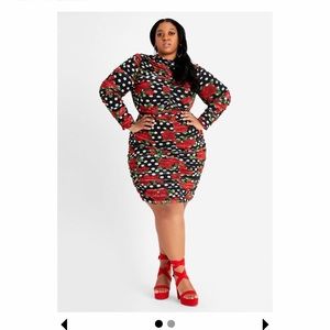 Rose and Polka Dot Bodycon